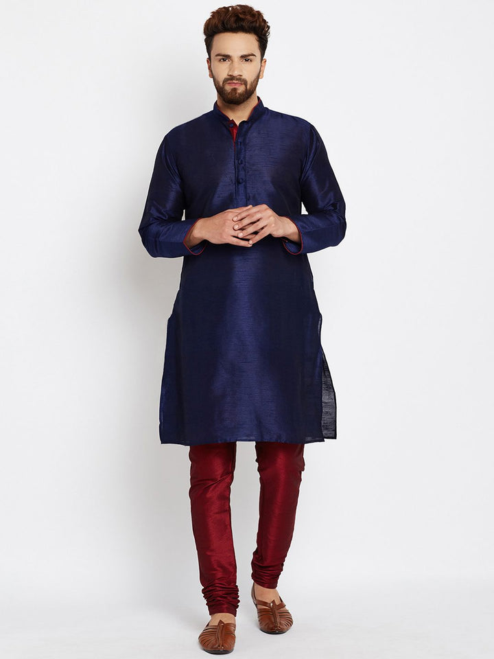 SOJANYA Men Blue Solid Straight Kurta