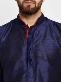 SOJANYA Men Blue Solid Straight Kurta