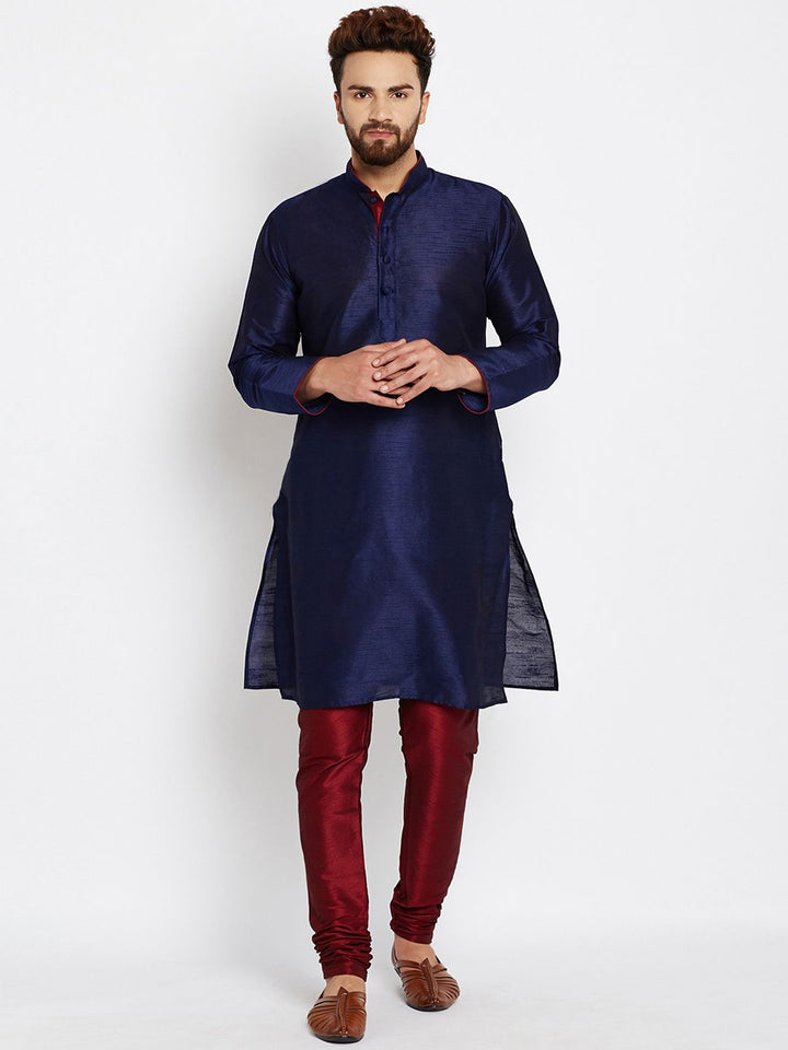 SOJANYA Men Blue Solid Straight Kurta