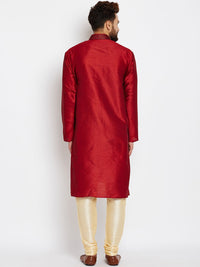 SOJANYA Men Maroon Solid Straight Kurta