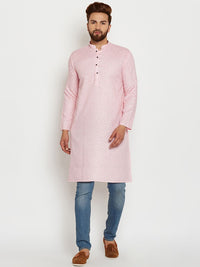 SOJANYA Men Pink Printed Straight Kurta