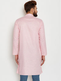 SOJANYA Men Pink Printed Straight Kurta