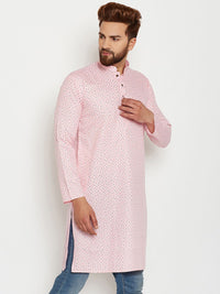 SOJANYA Men Pink Printed Straight Kurta