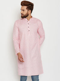 SOJANYA Men Pink Printed Straight Kurta