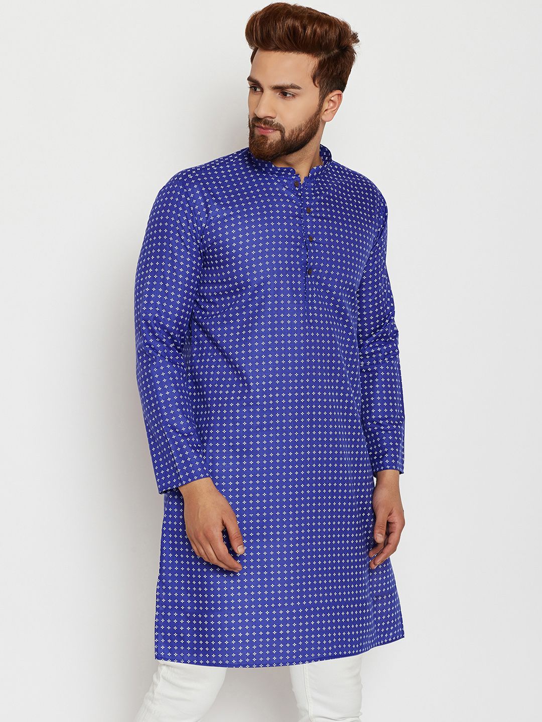 SOJANYA Lelaki Blue Printed Straight Kurta