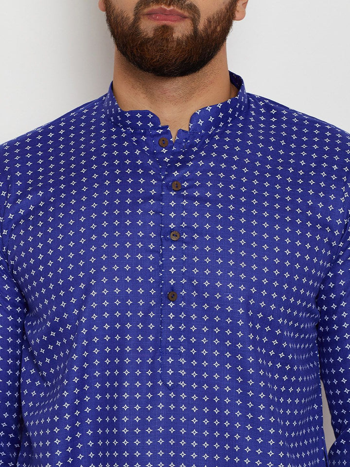 SOJANYA Lelaki Blue Printed Straight Kurta