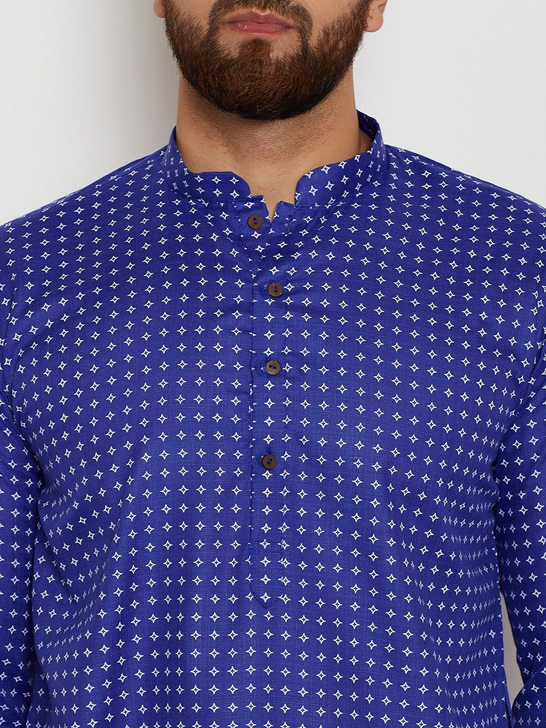 SOJANYA Lelaki Blue Printed Straight Kurta
