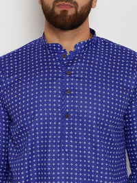 SOJANYA Lelaki Blue Printed Straight Kurta