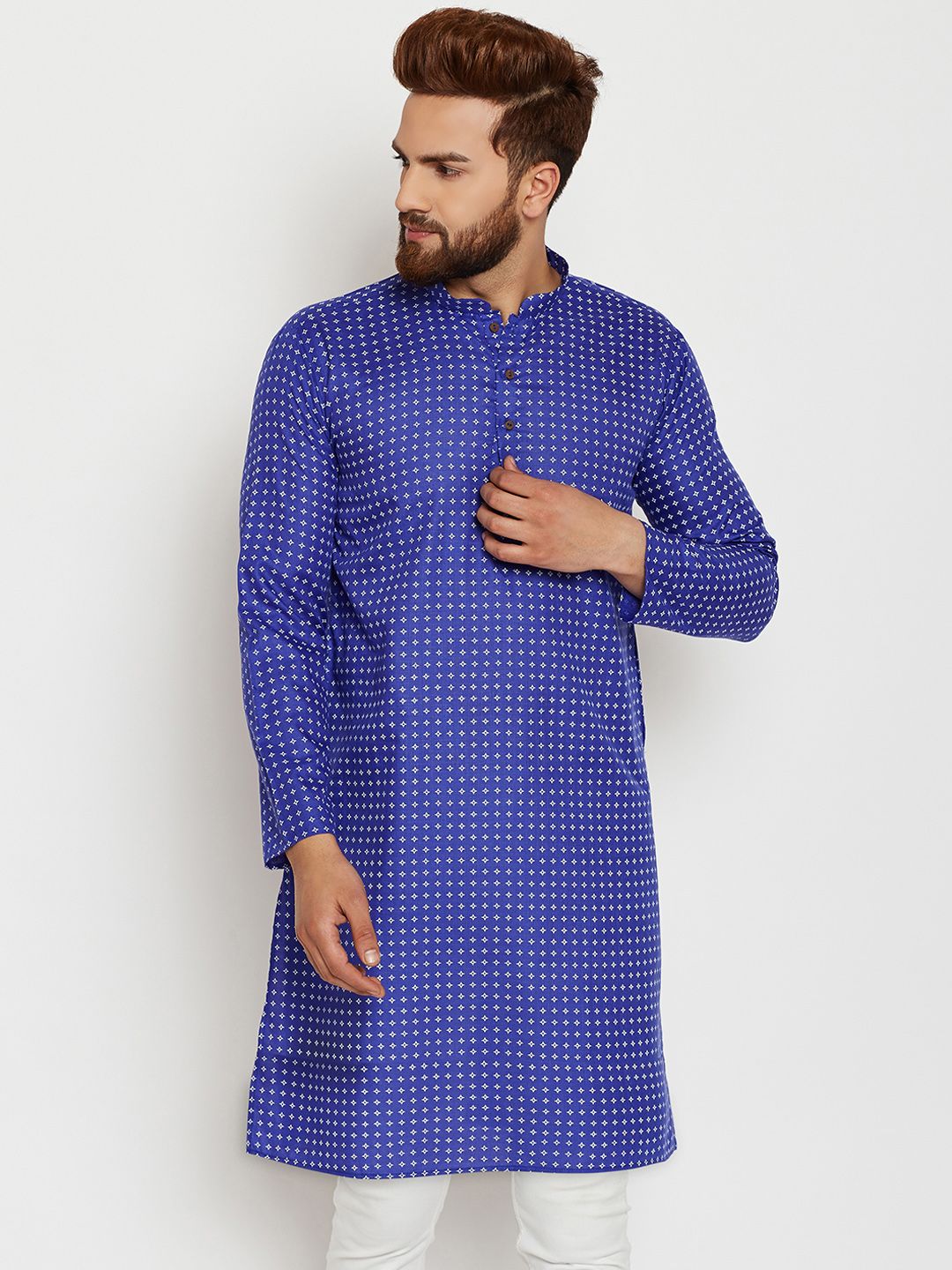 SOJANYA Lelaki Blue Printed Straight Kurta