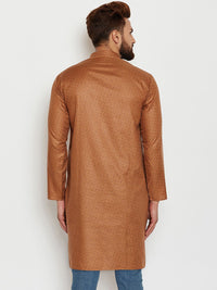 SOJANYA Men Brown Printed Straight Kurta