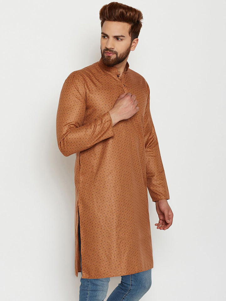 SOJANYA Men Brown Printed Straight Kurta