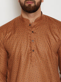 SOJANYA Men Brown Printed Straight Kurta