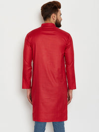 SOJANYA Kurta Lurus Bercetak Merah Lelaki