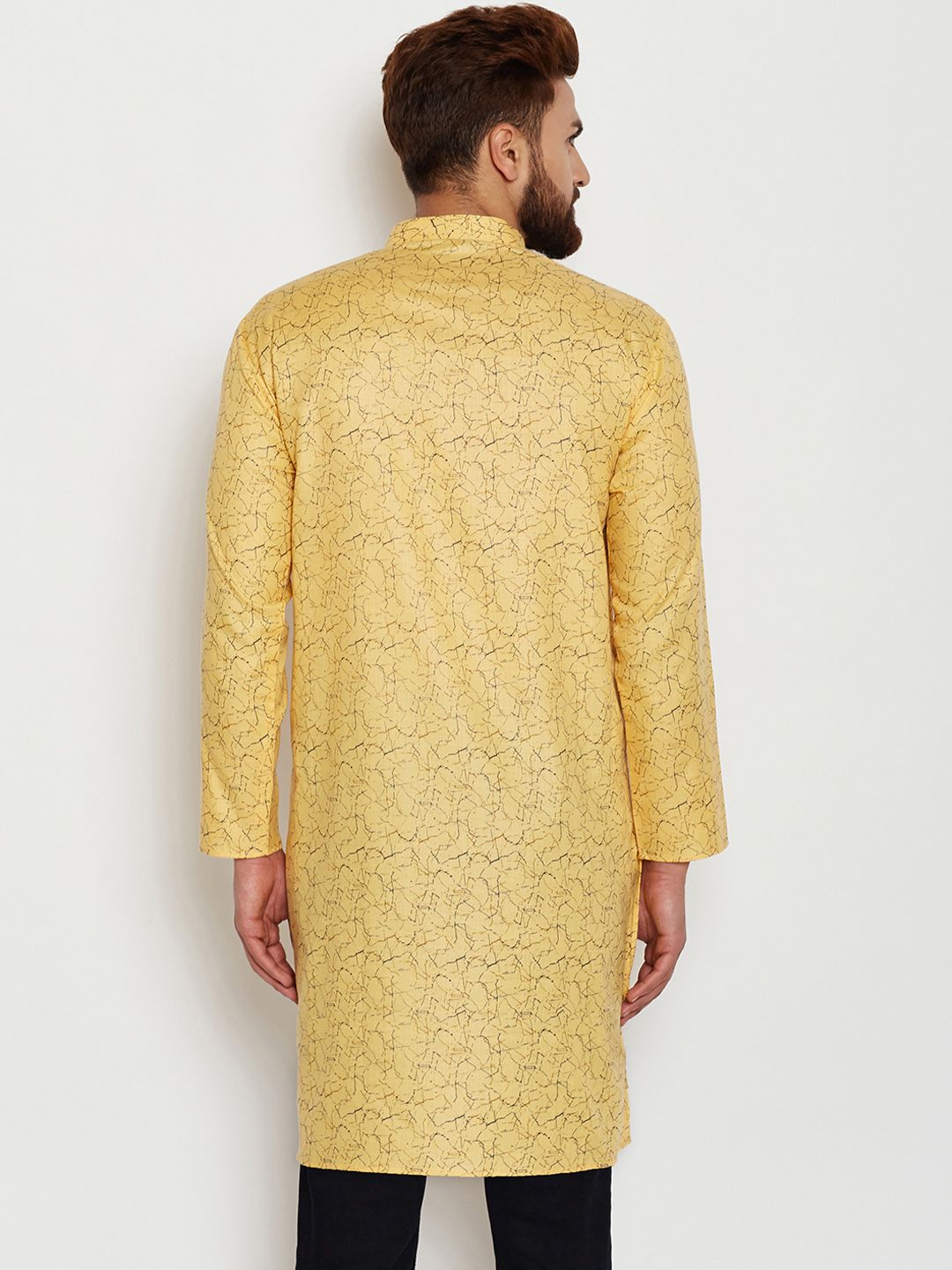 SOJANYA Lelaki Yellow Printed Straight Kurta