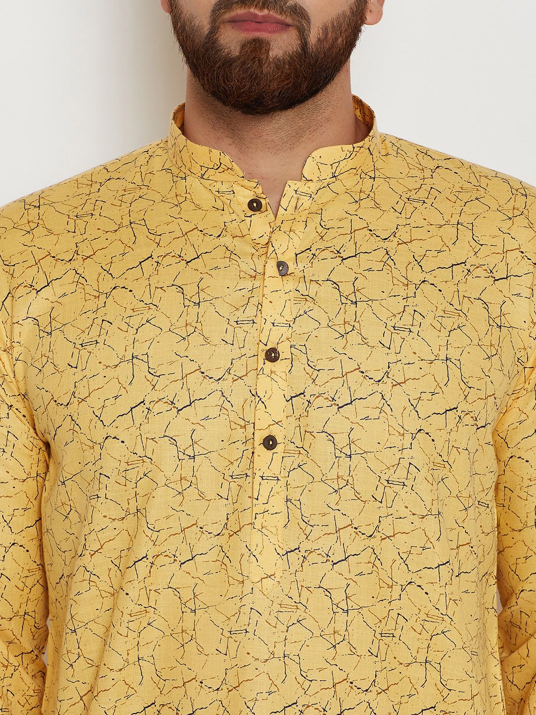 SOJANYA Lelaki Yellow Printed Straight Kurta
