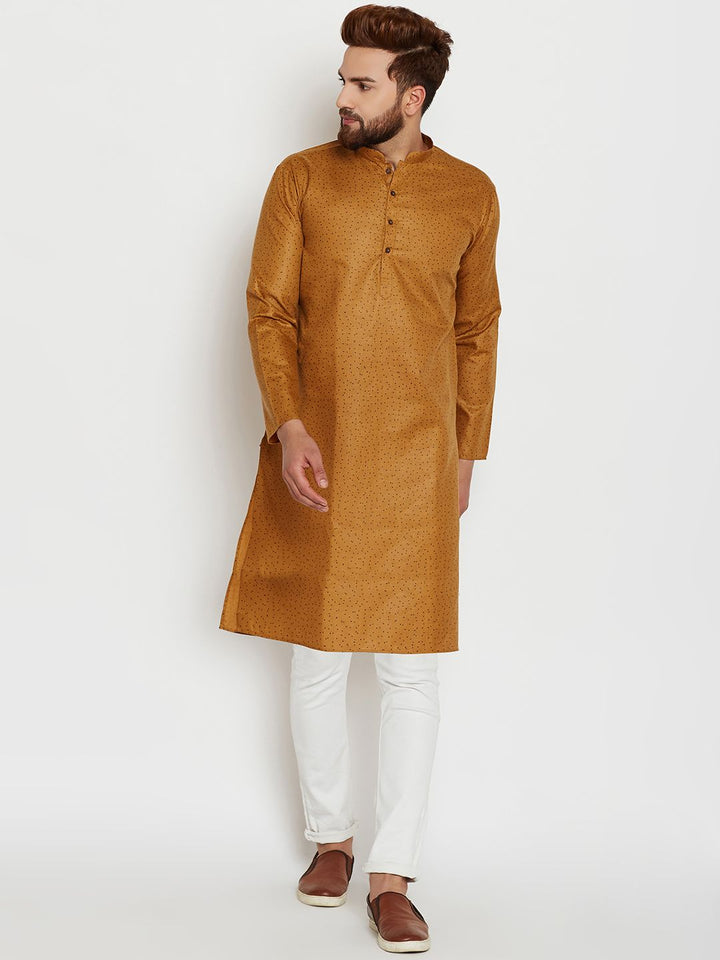 SOJANYA Kurta Lurus Bercetak Coklat Lelaki