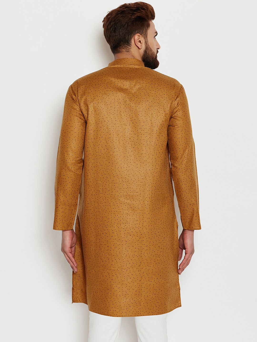 SOJANYA Kurta Lurus Bercetak Coklat Lelaki