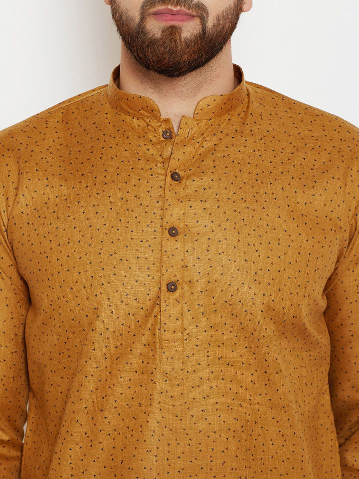 SOJANYA Kurta Lurus Bercetak Coklat Lelaki