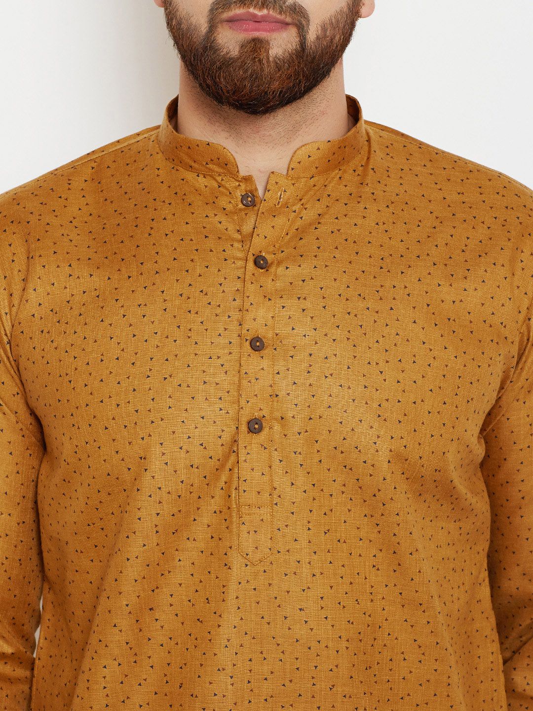 SOJANYA Kurta Lurus Bercetak Coklat Lelaki