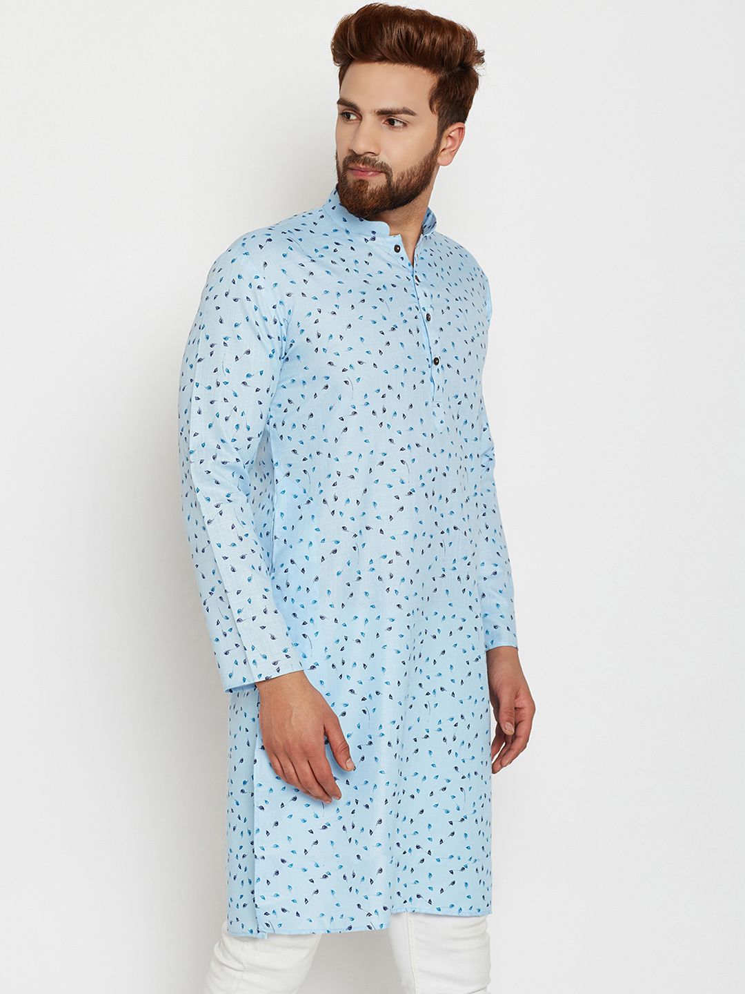 SOJANYA Lelaki Blue Printed Straight Kurta