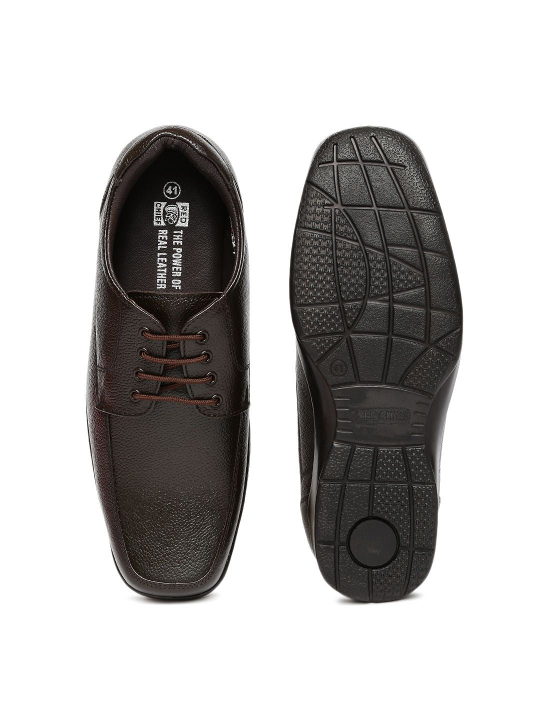 Red Chief Men Dark Brown Leather Derbys