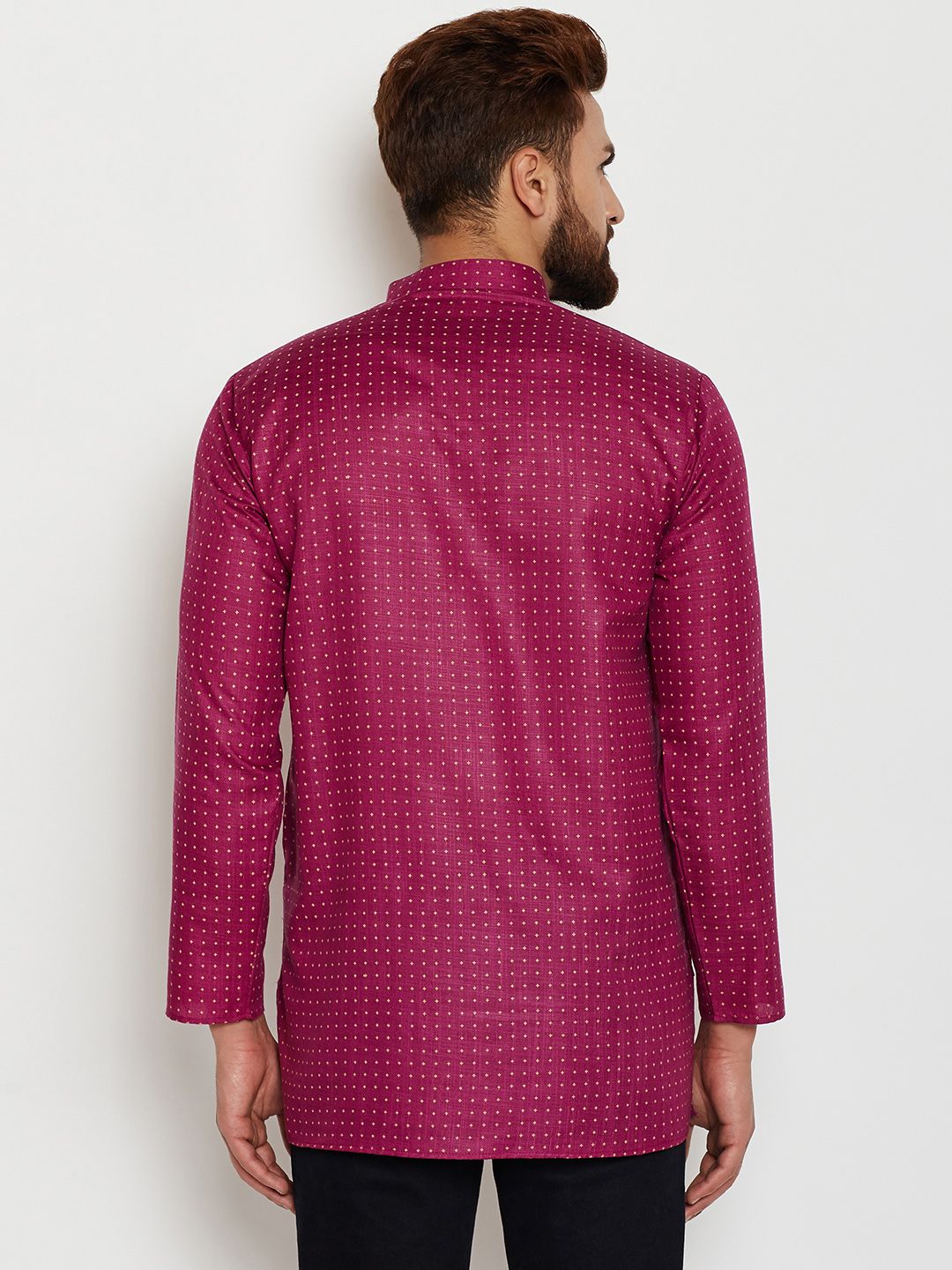 SOJANYA Men Burgundy Printed Straight Kurta