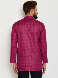 SOJANYA Men Burgundy Printed Straight Kurta