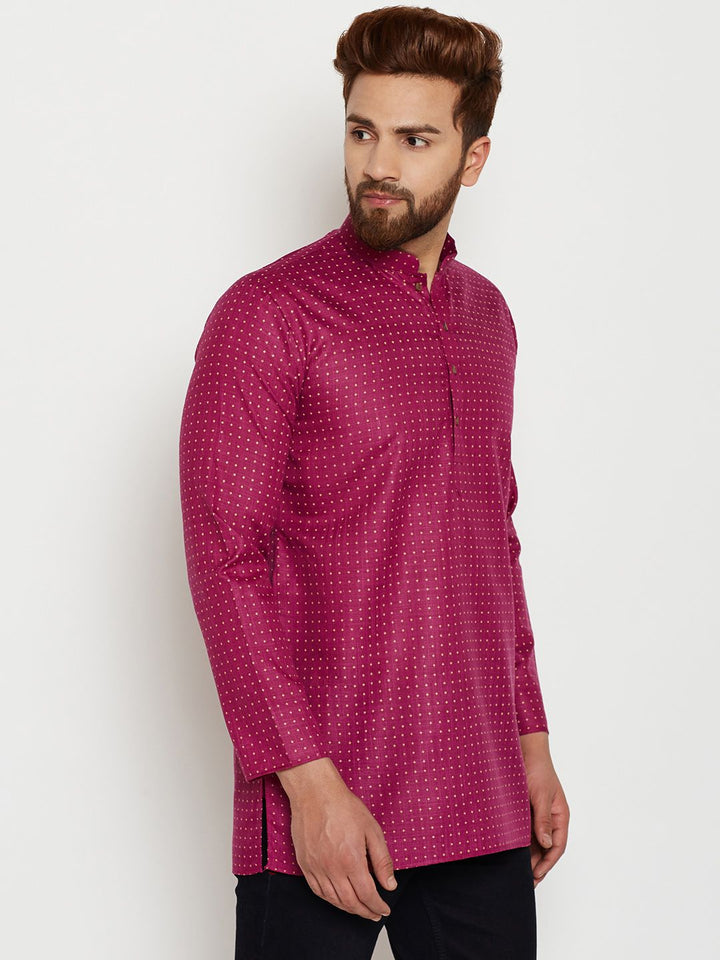 SOJANYA Men Burgundy Printed Straight Kurta