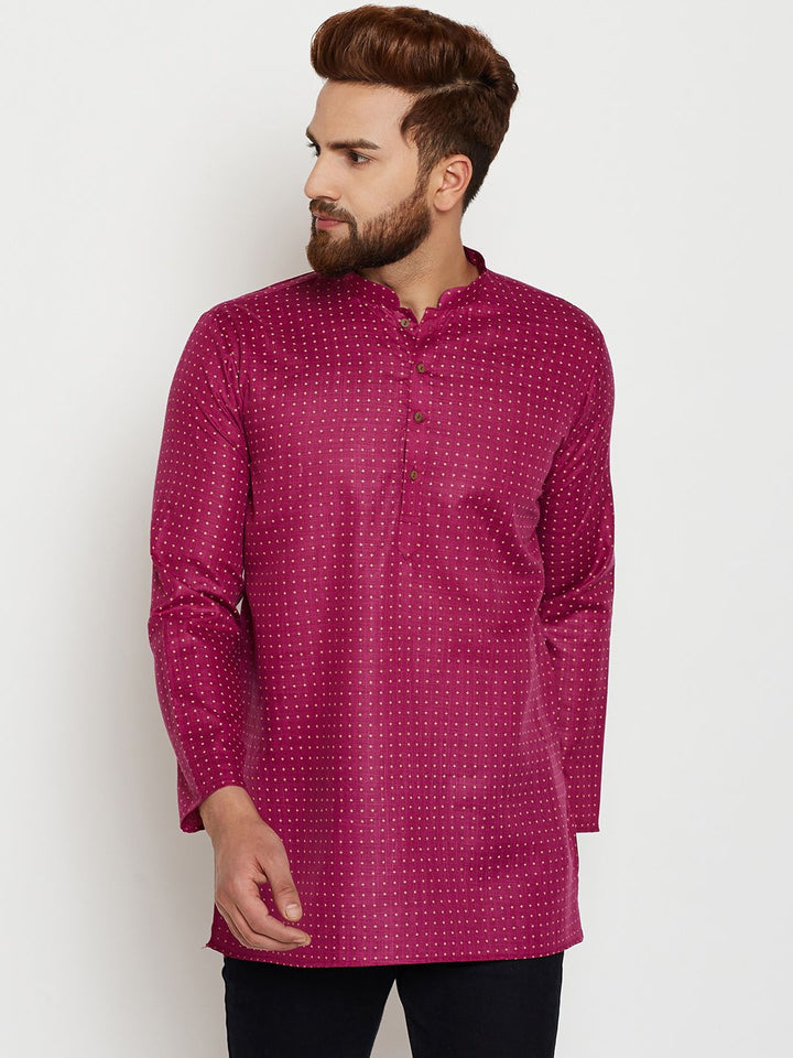 SOJANYA Men Burgundy Printed Straight Kurta