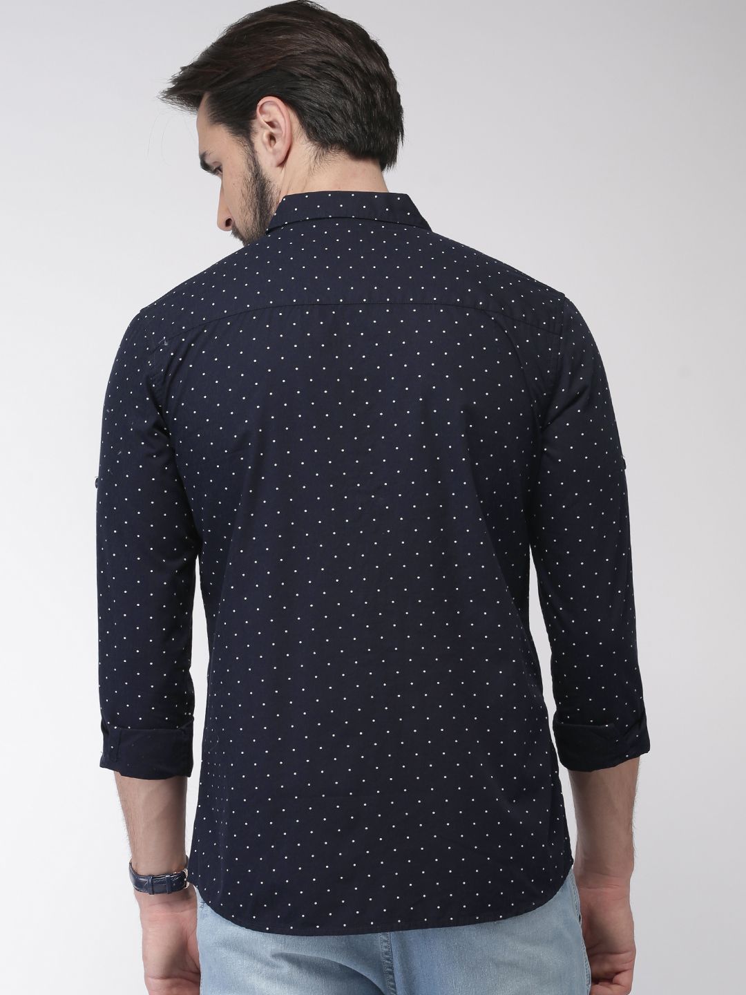 HIGHLANDER Men Navy Slim Fit Printed Casual Shirt