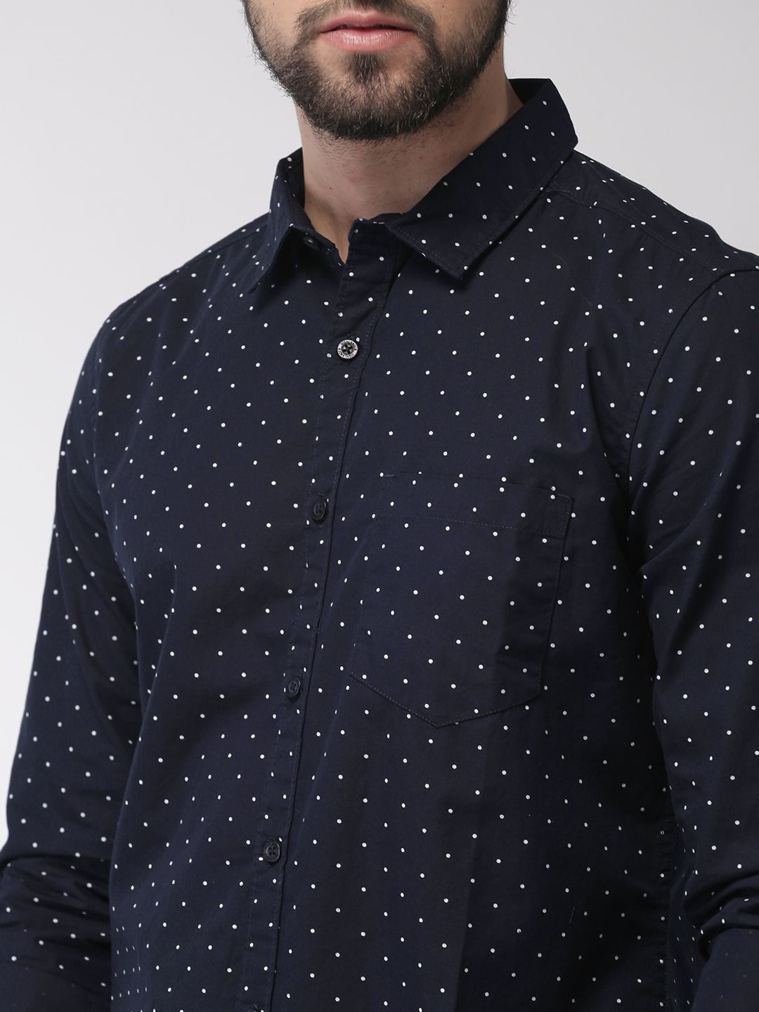 HIGHLANDER Men Navy Slim Fit Printed Casual Shirt
