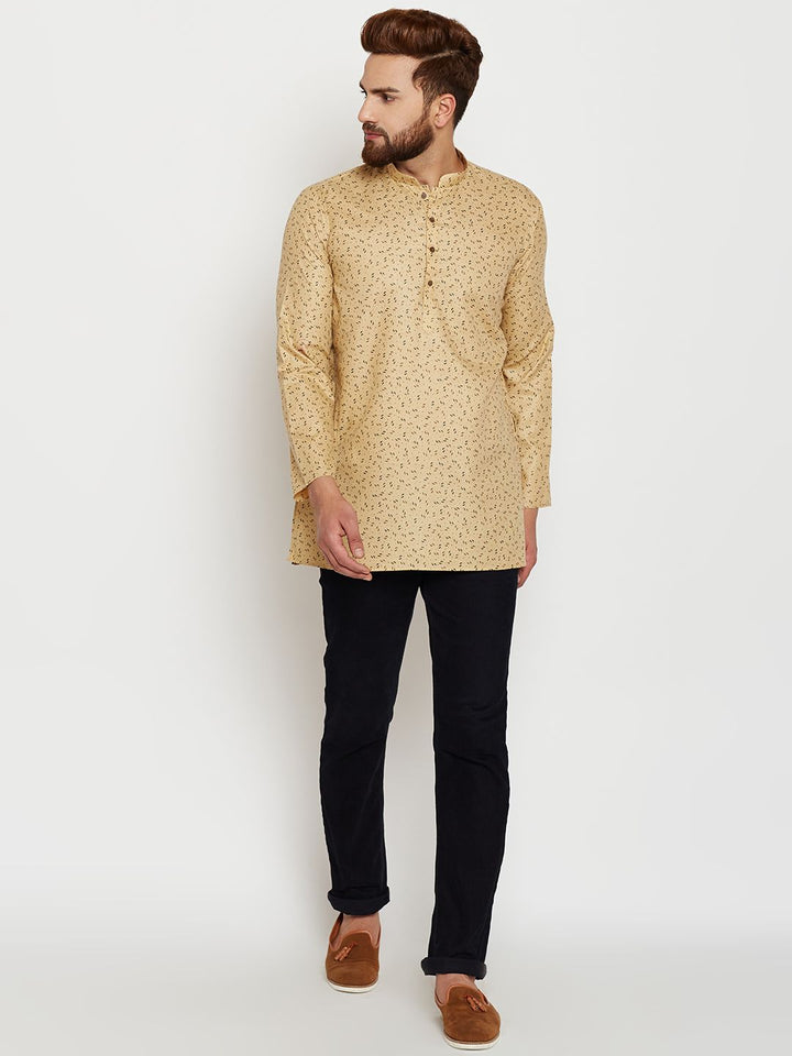 SOJANYA Men Beige Printed Straight Kurta