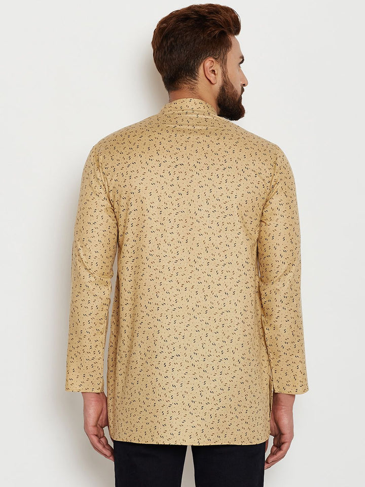 SOJANYA Men Beige Printed Straight Kurta