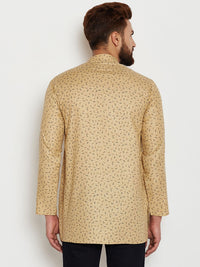 SOJANYA Men Beige Printed Straight Kurta