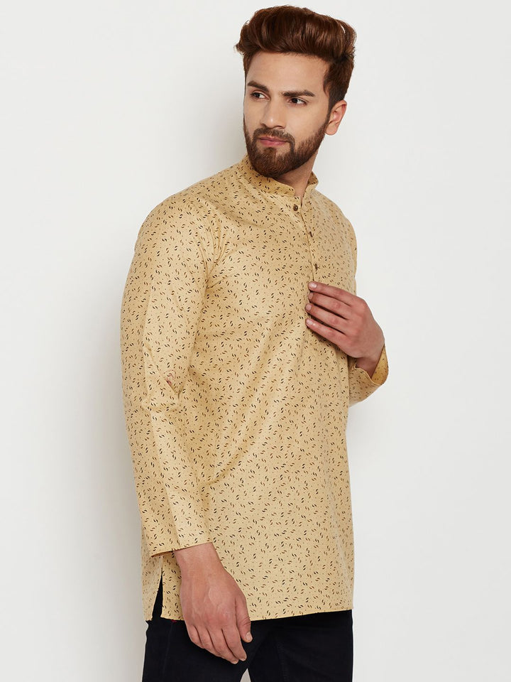 SOJANYA Men Beige Printed Straight Kurta