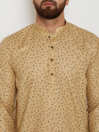 SOJANYA Men Beige Printed Straight Kurta