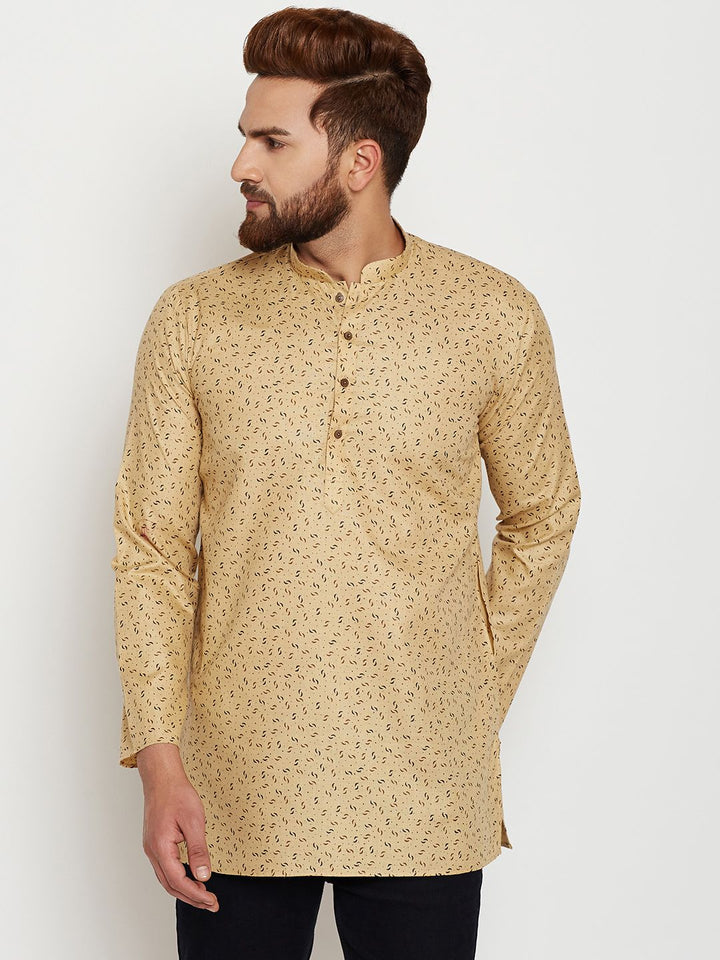 SOJANYA Men Beige Printed Straight Kurta