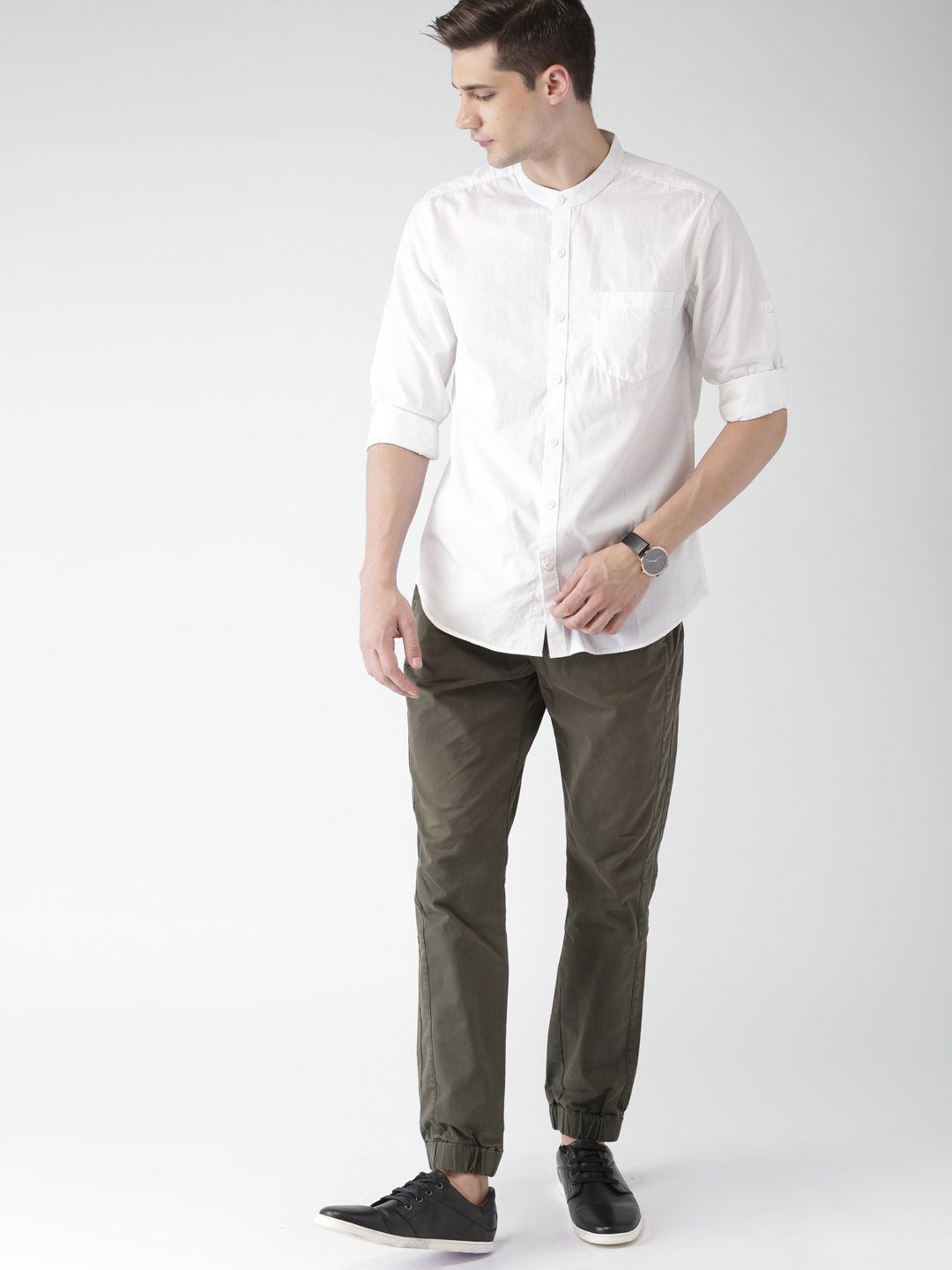 Highlander White Slim Fit Casual Shirt