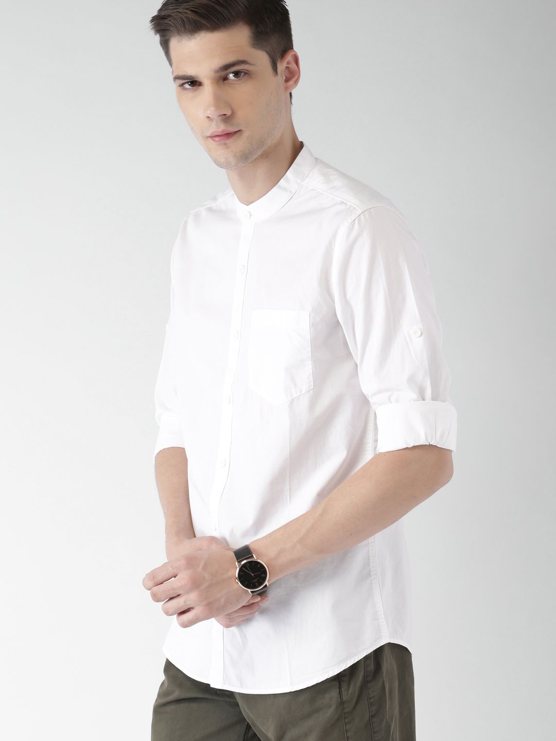 Highlander White Slim Fit Casual Shirt
