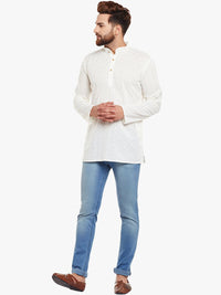 SOJANYA Men Off-White Embroidered Straight Kurta