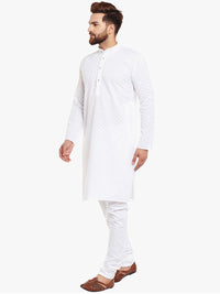 SOJANYA Lelaki Kurta Lurus Sulam Putih
