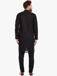 SOJANYA Lelaki Kurta Lurus Sulam Hitam