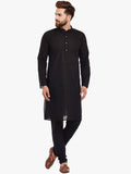 SOJANYA Lelaki Kurta Lurus Sulam Hitam