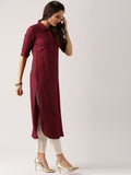 Libas Women Maroon Woven Design Pathani Kurta