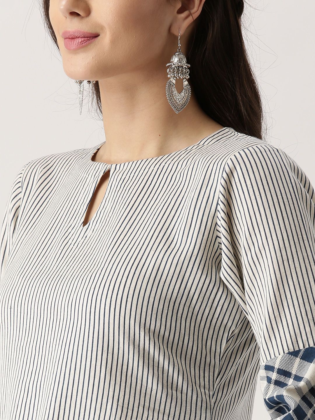 Libas Women Blue & Off-White Printed Kurta with Palazzos