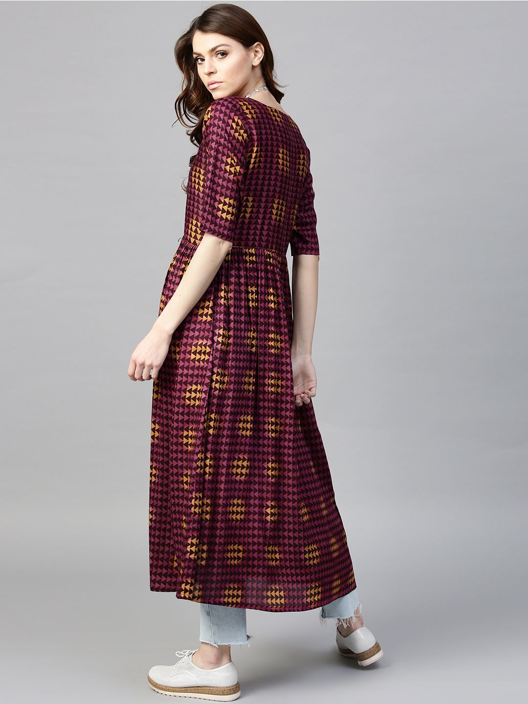 Gerua By Libas Women Purple Printed Anarkali Kurta