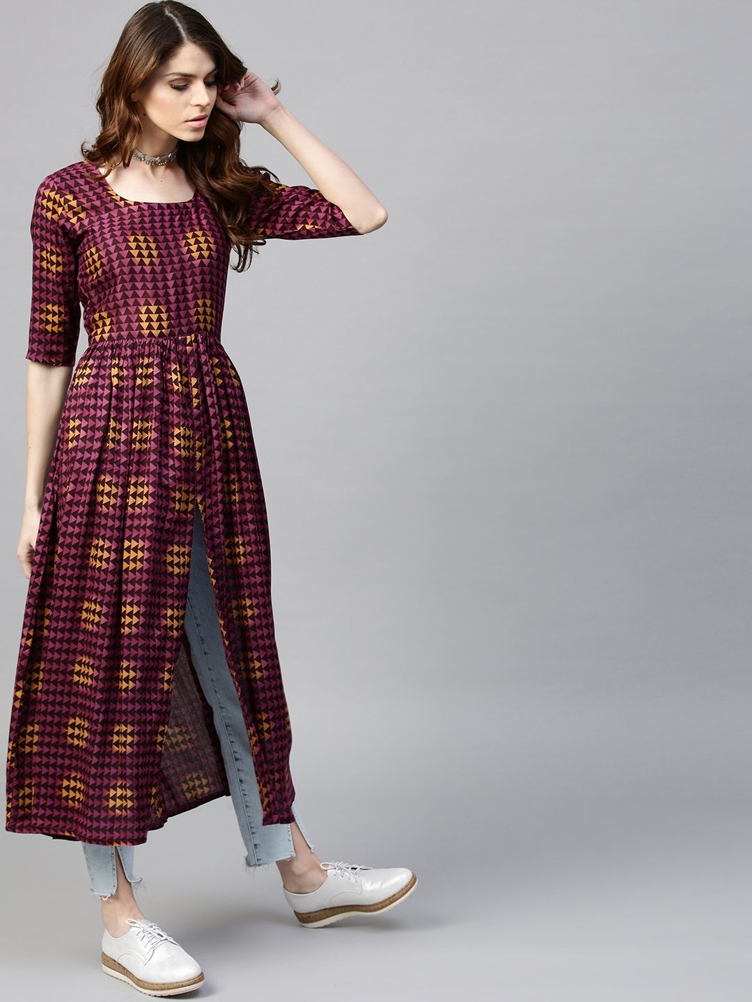 Gerua By Libas Women Purple Printed Anarkali Kurta