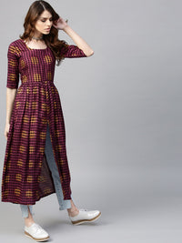 Gerua By Libas Women Purple Printed Anarkali Kurta