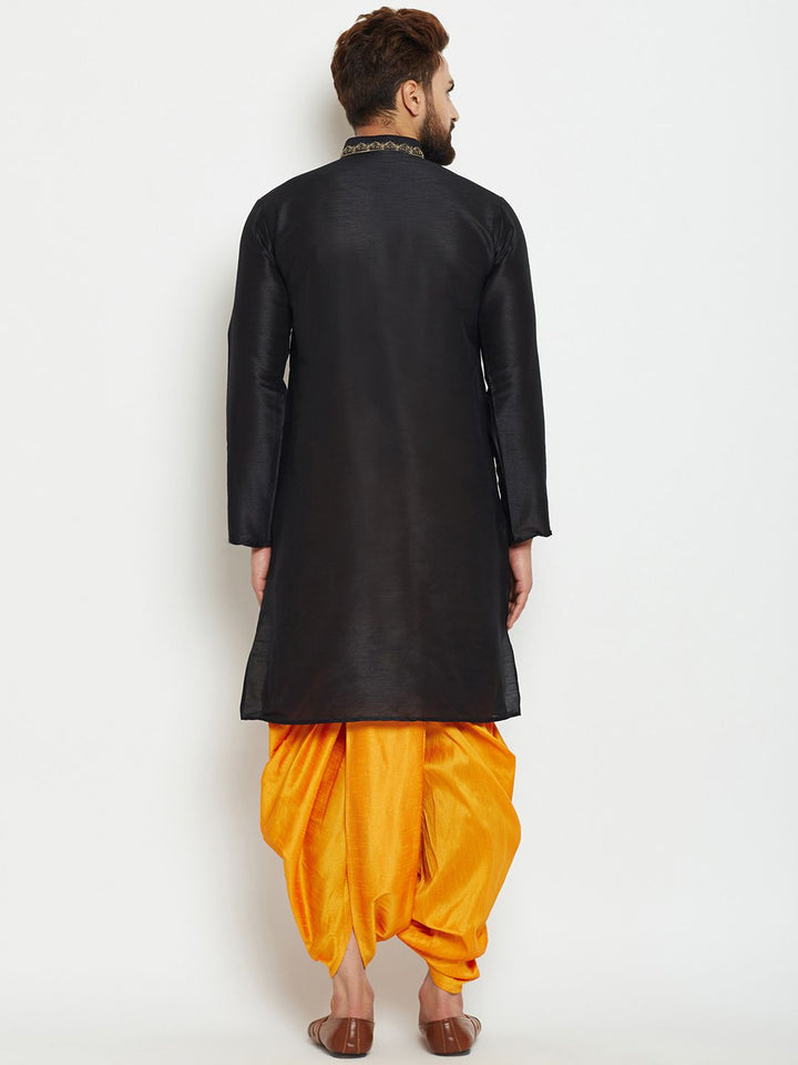 SOJANYA Lelaki Hitam Solid Kurta Lurus