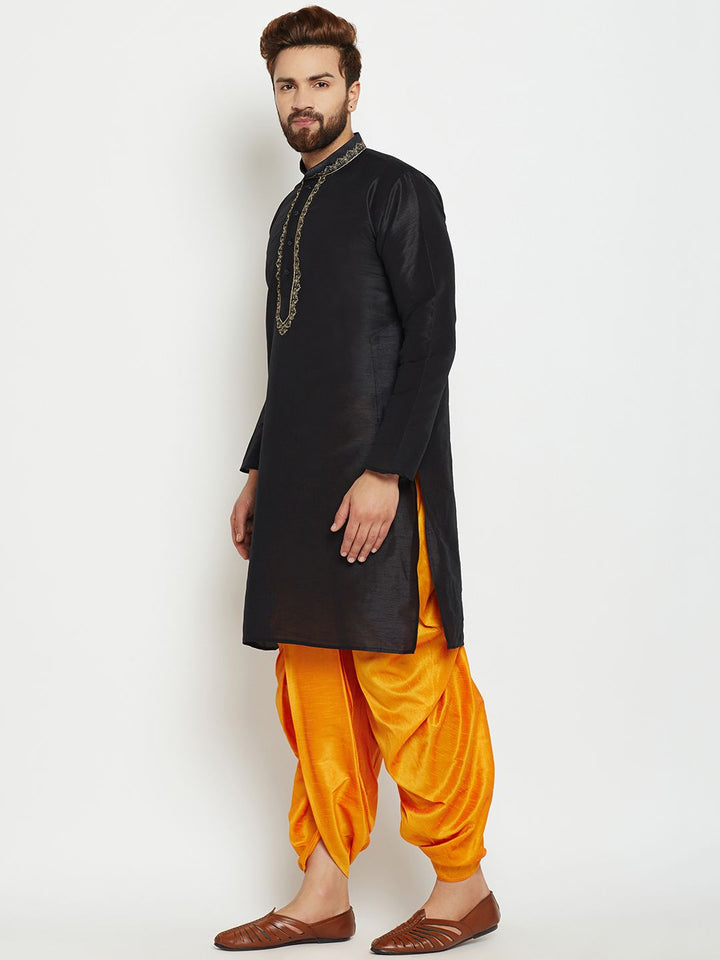 SOJANYA Lelaki Hitam Solid Kurta Lurus